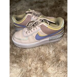 Nike Air Force 1 Shadow W Size 7 Light Soft Pink Purple Yellow Womens Sneakers